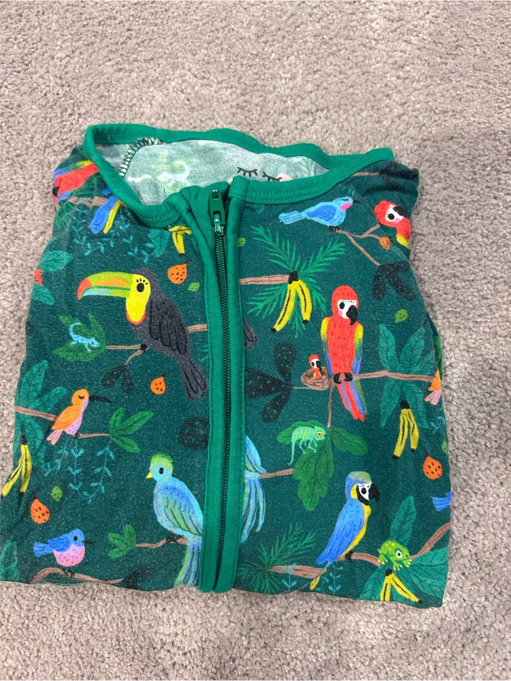 Little Sleepies Green Tropical Parrot Zippy